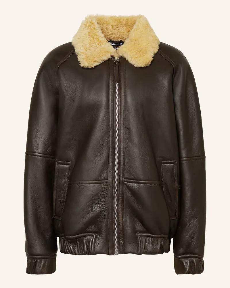 Jacquemus Lederjacke Le Bombardier braun Dunkelbraun