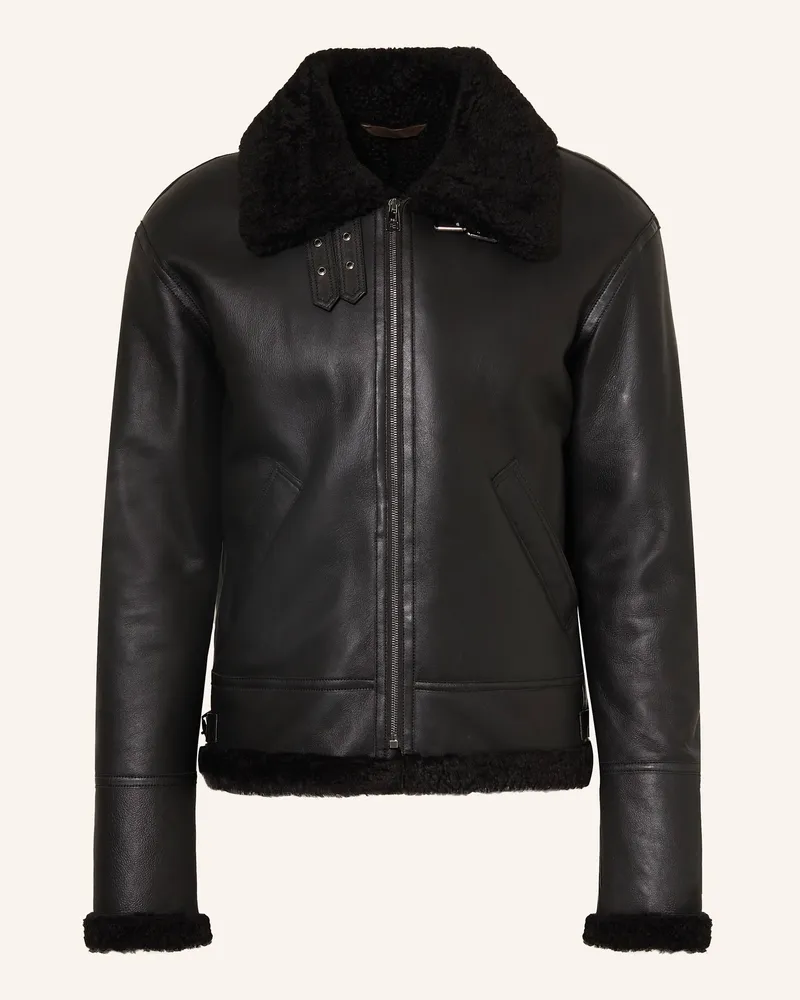 Manzoni 24 Lederjacke schwarz Schwarz