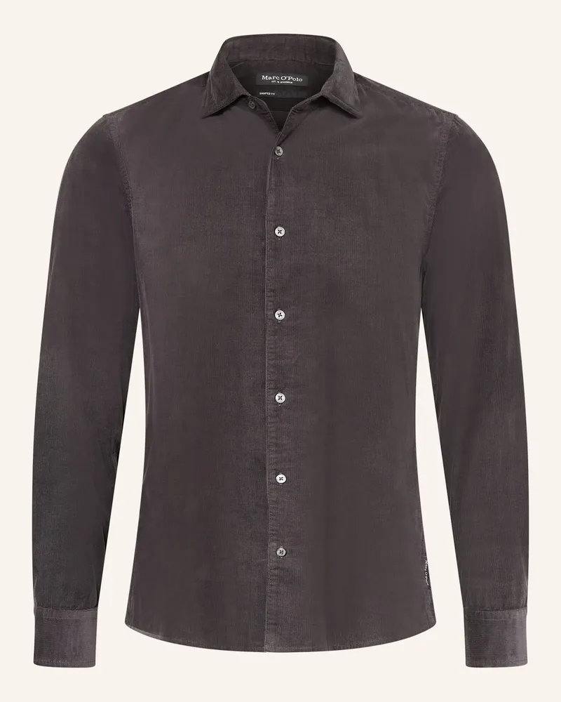 Marc O'Polo Cordhemd Shaped Fit grau Dunkelgrau