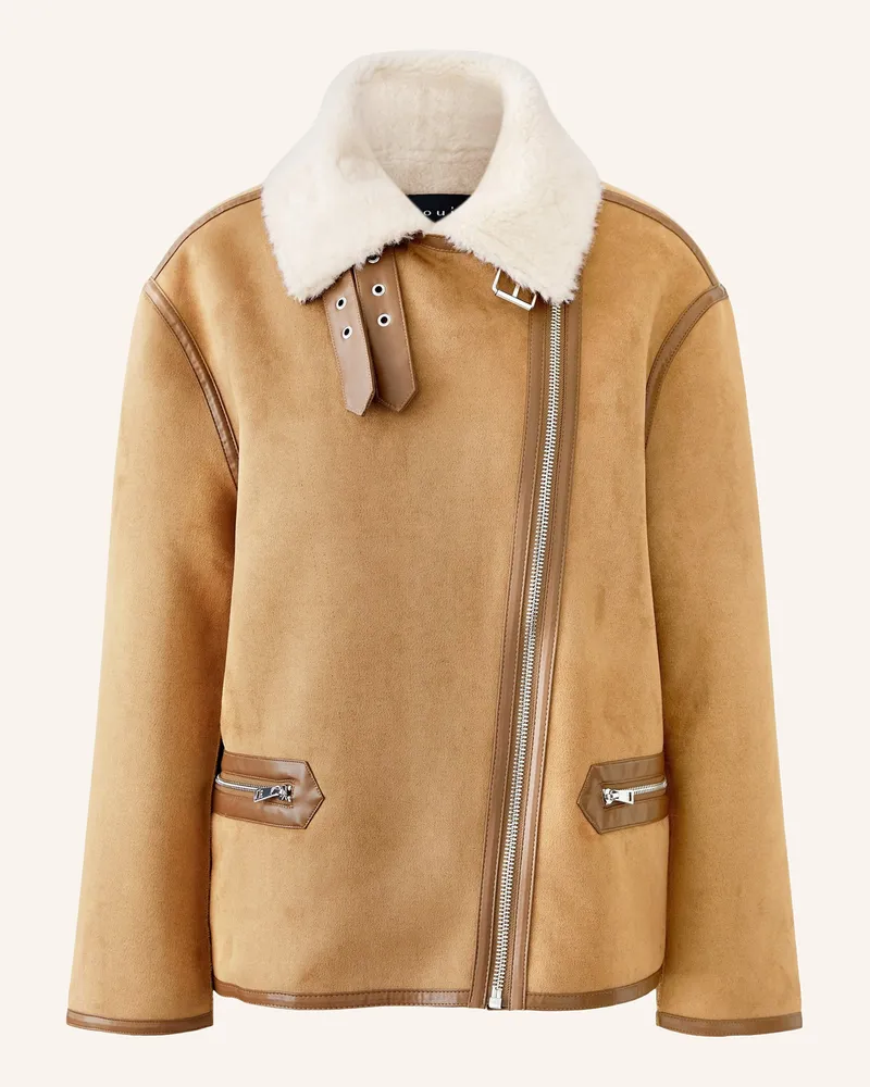 Oui  Jacke In Lederoptik Mit Kunstfell braun Camel
