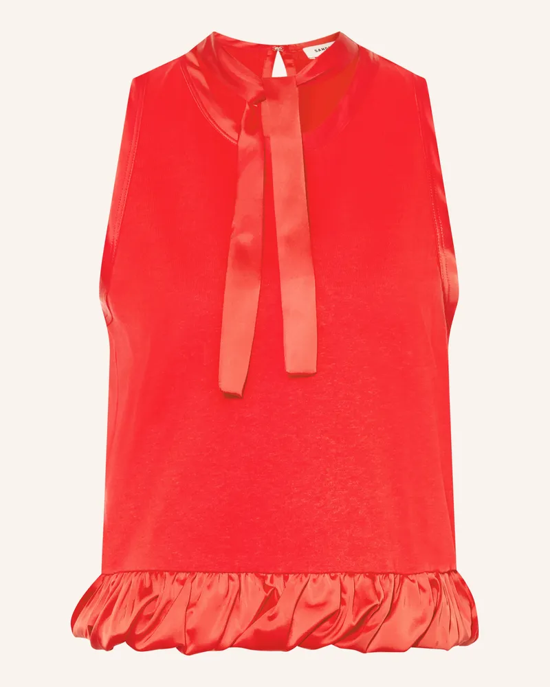 Sandro Top im Materialmix mit Schluppe Rot