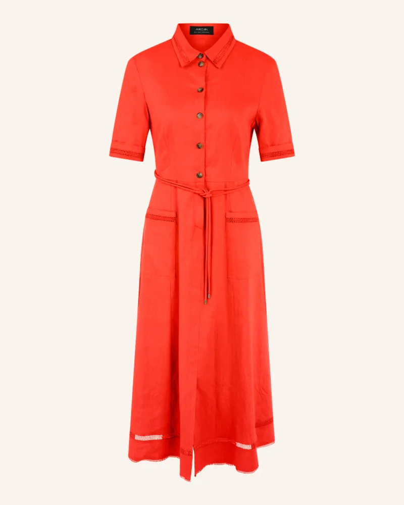 Marc Cain Hemdblusenkleid Mit Leinen Und Spitze rot Rot