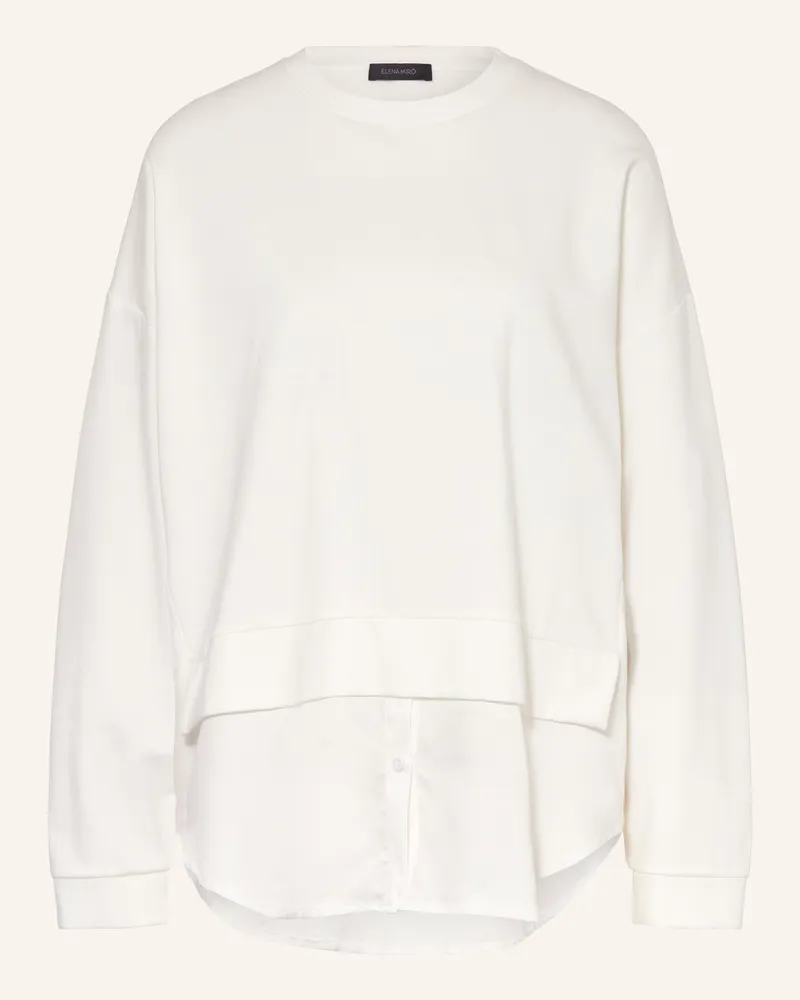 Elena Mirò Sweatshirt im Materialmix Weiss
