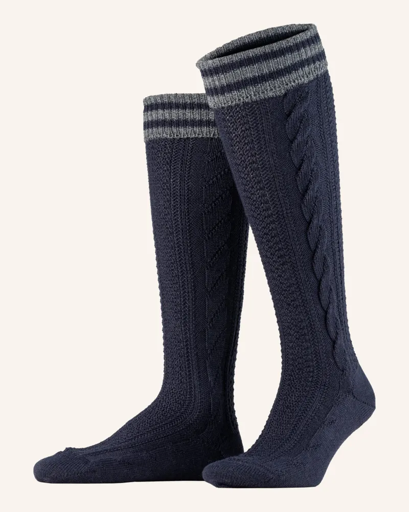 Lusana Trachten-Kniestrümpfe blau Dunkelblau