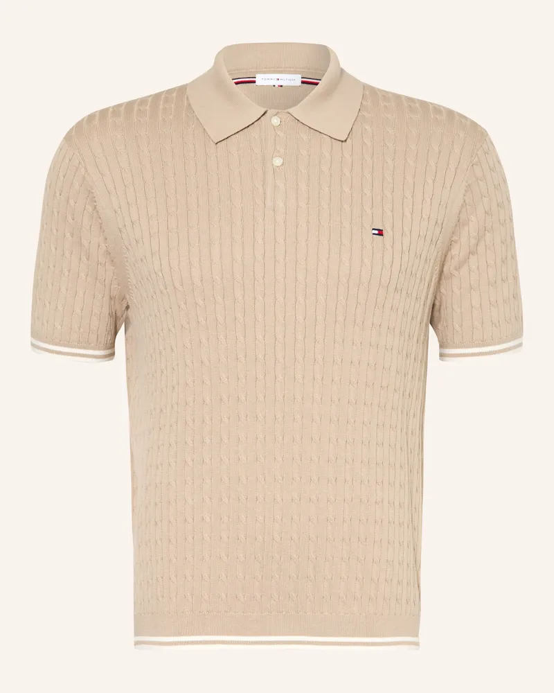 Tommy Hilfiger Strick-Poloshirt beige Hellbraun