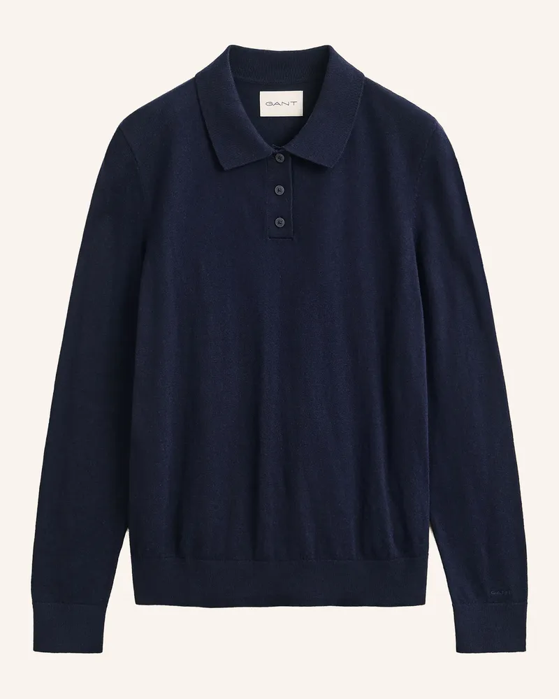 Gant Strick-Poloshirt blau Dunkelblau