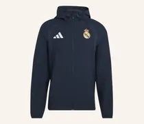 Real Madrid Tiro Travel Windbreaker, Durchgehender Reissverschluss blau