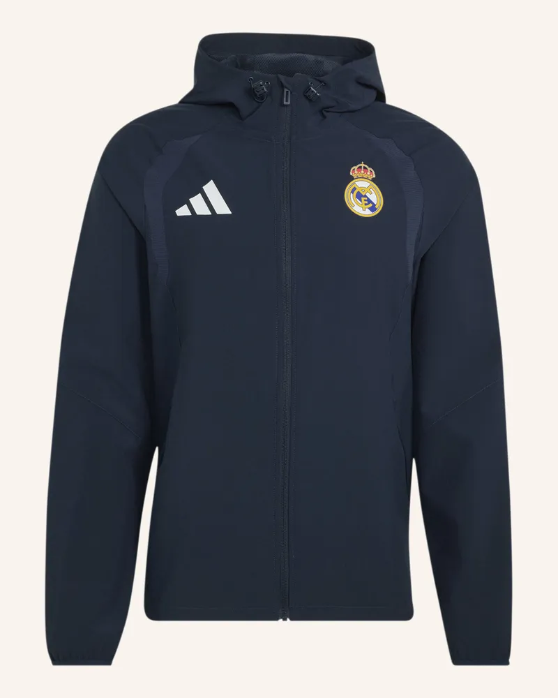 adidas Real Madrid Tiro Travel Windbreaker, Durchgehender Reissverschluss blau Blau