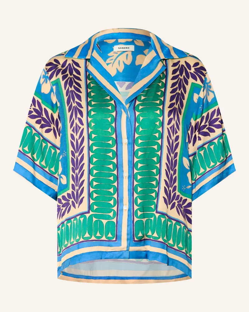 Sandro Satinbluse gruen Creme