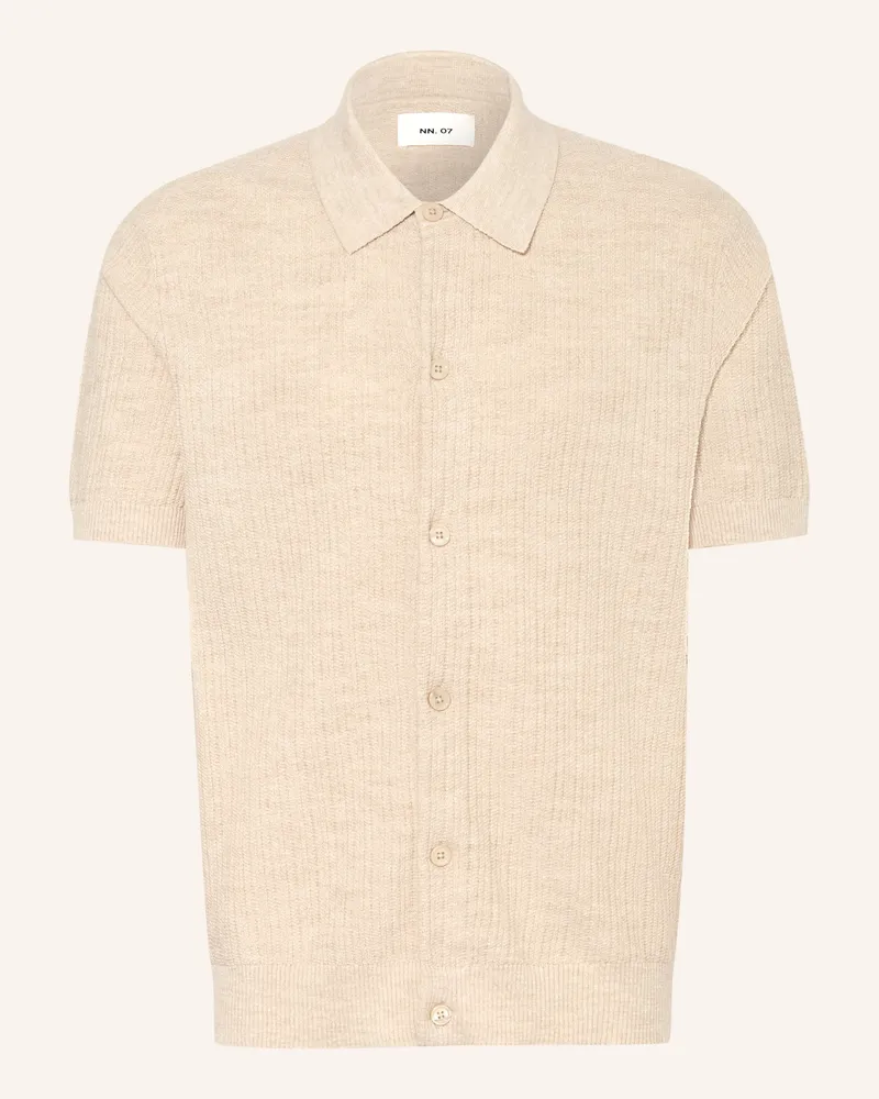 NN 07 Strickhemd Nolan Comfort Fit weiss Ecru