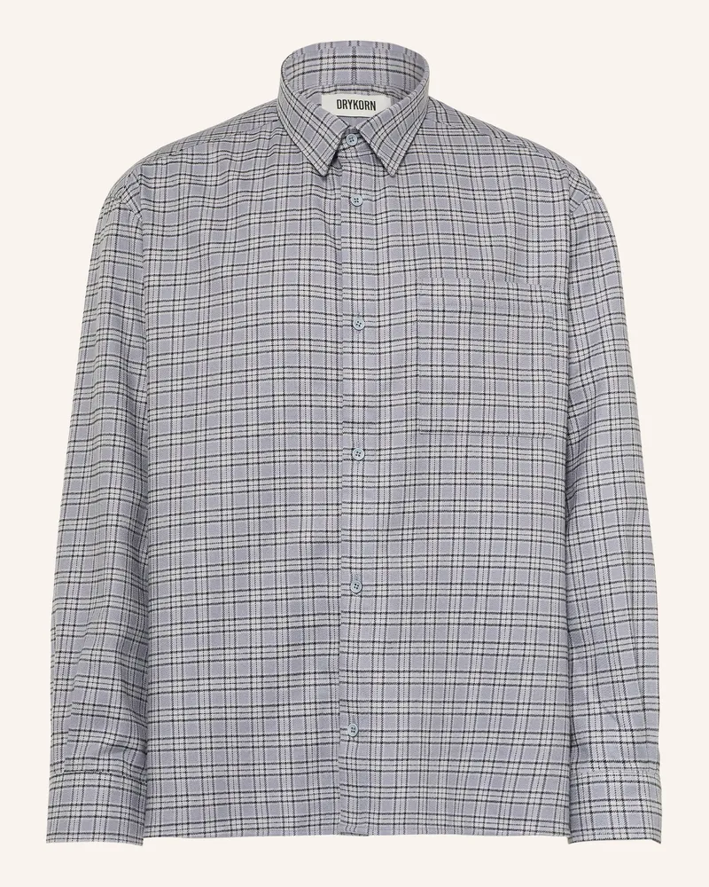 Drykorn Flanellhemd Baunt Comfort Fit grau Blaugrau