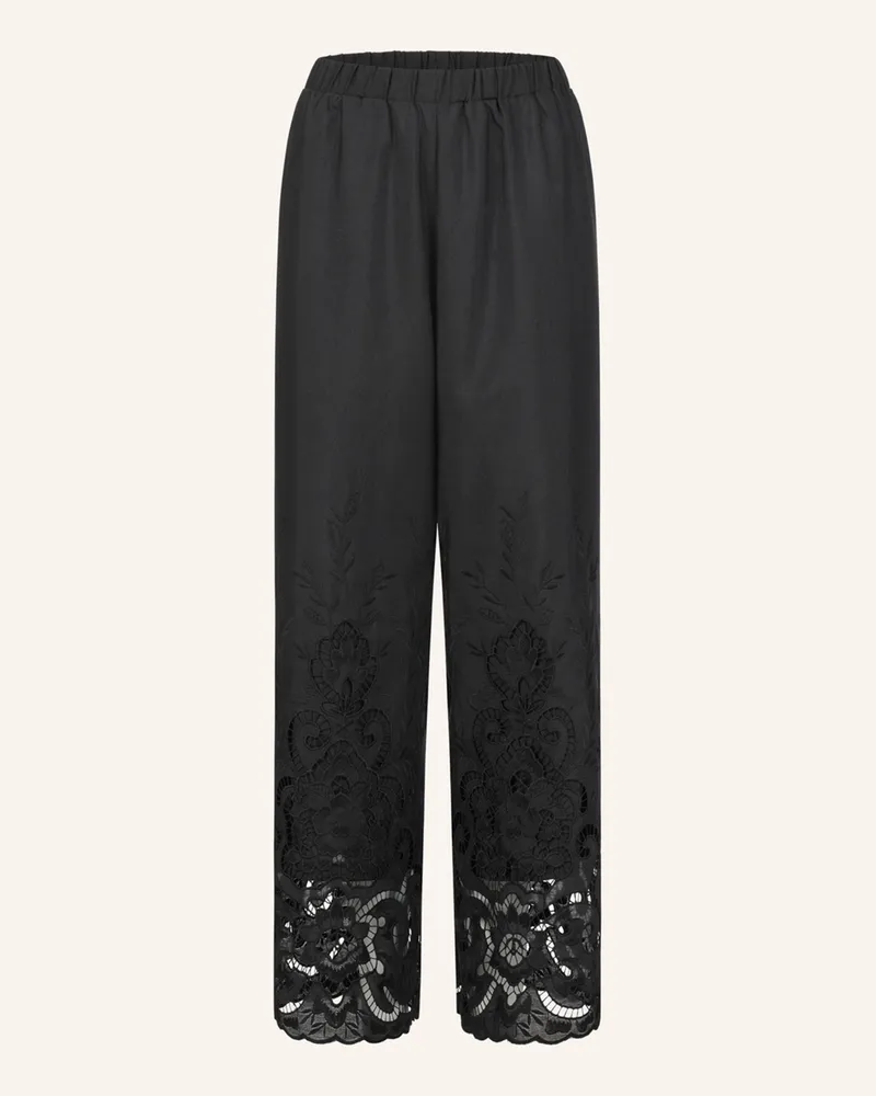 CLAIRE LUISE Hose mit Lochstickerei Schwarz