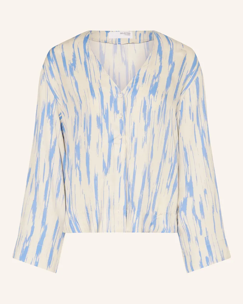 Selected Blusenshirt blau Ecru