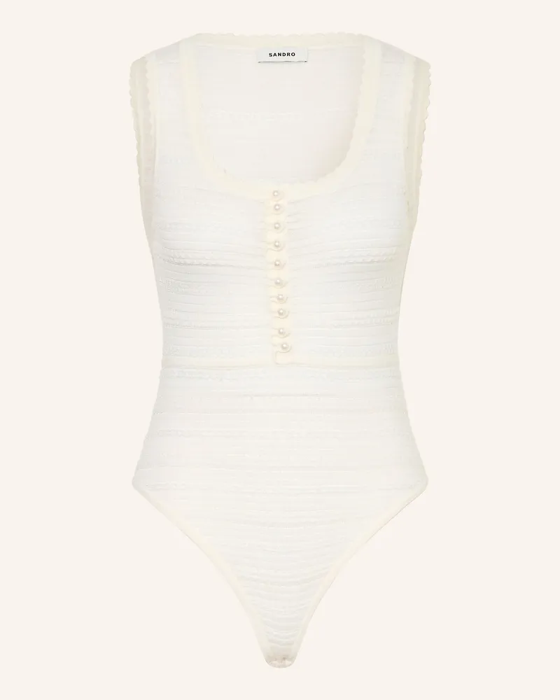 Sandro Body Mit Schmuckperlen weiss Ecru