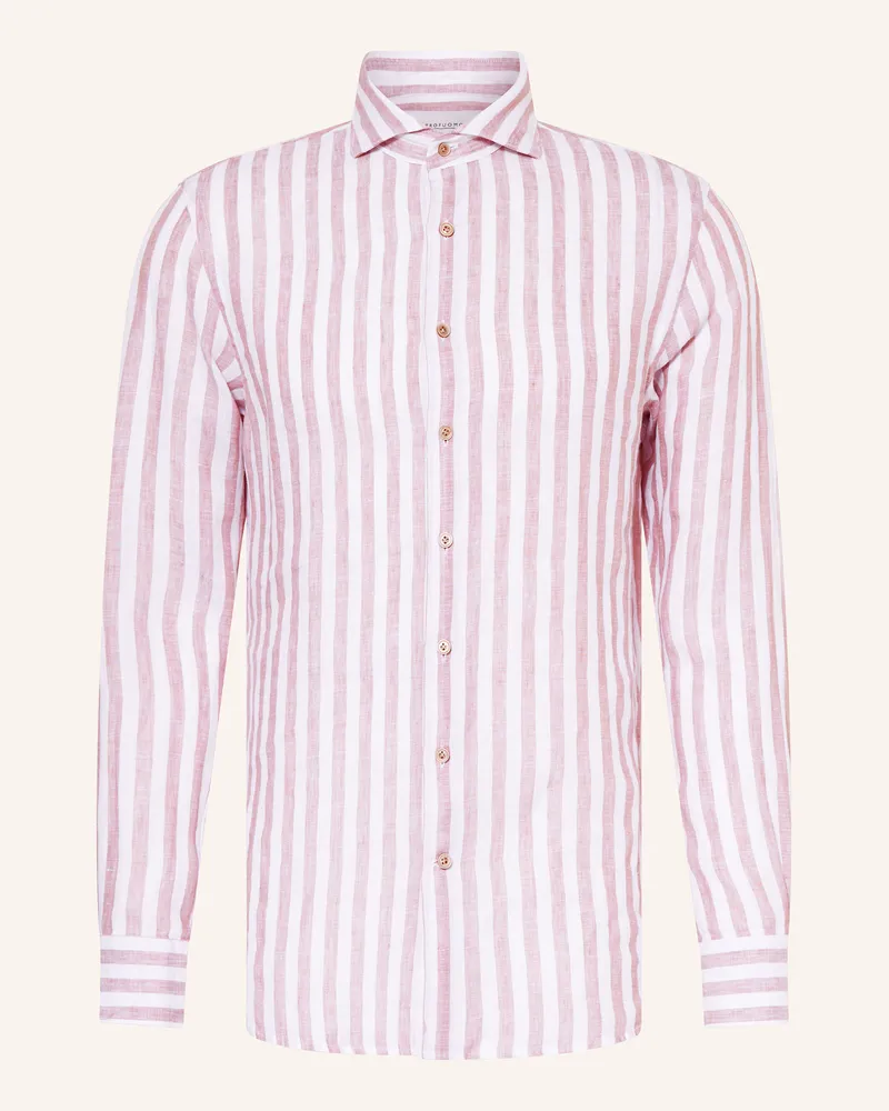 Profuomo Hemd Regular Fit aus Leinen Rosé