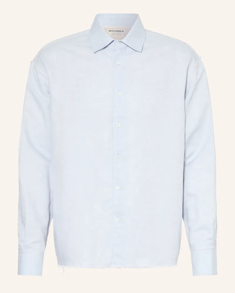 J.W.Anderson Hemd Raw Edge Comfort Fit Mit Leinen blau Hellblau