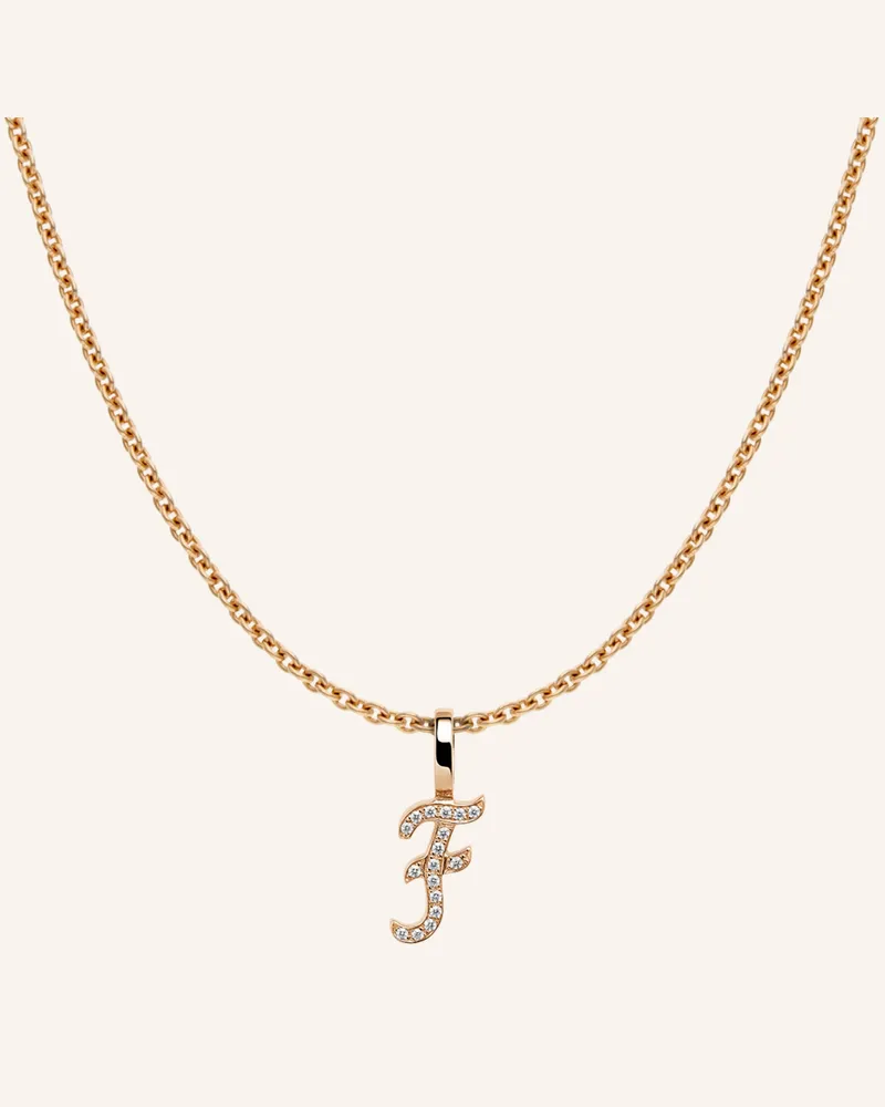 CADA Kette TINY DIAMOND LETTER F Roségold