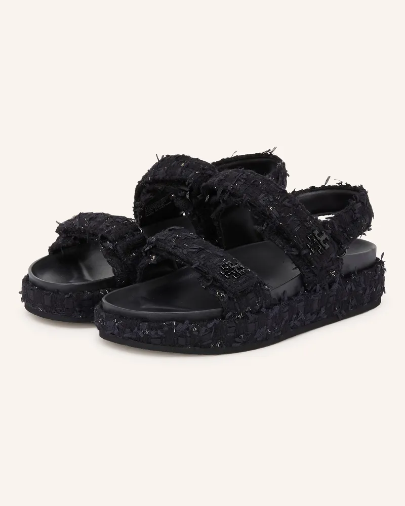Tory Burch Plateau-Sandalen KIRA mit Glitzergarn Schwarz