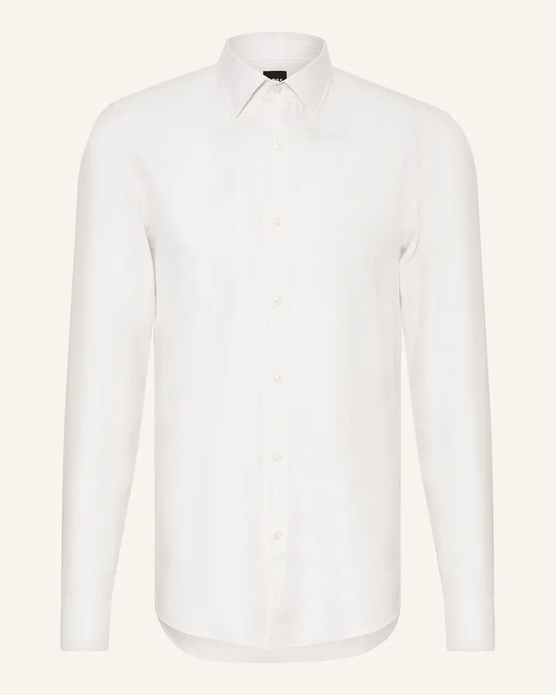 HUGO BOSS Hemd HANK Slim Fit mit Leinen Hellorange