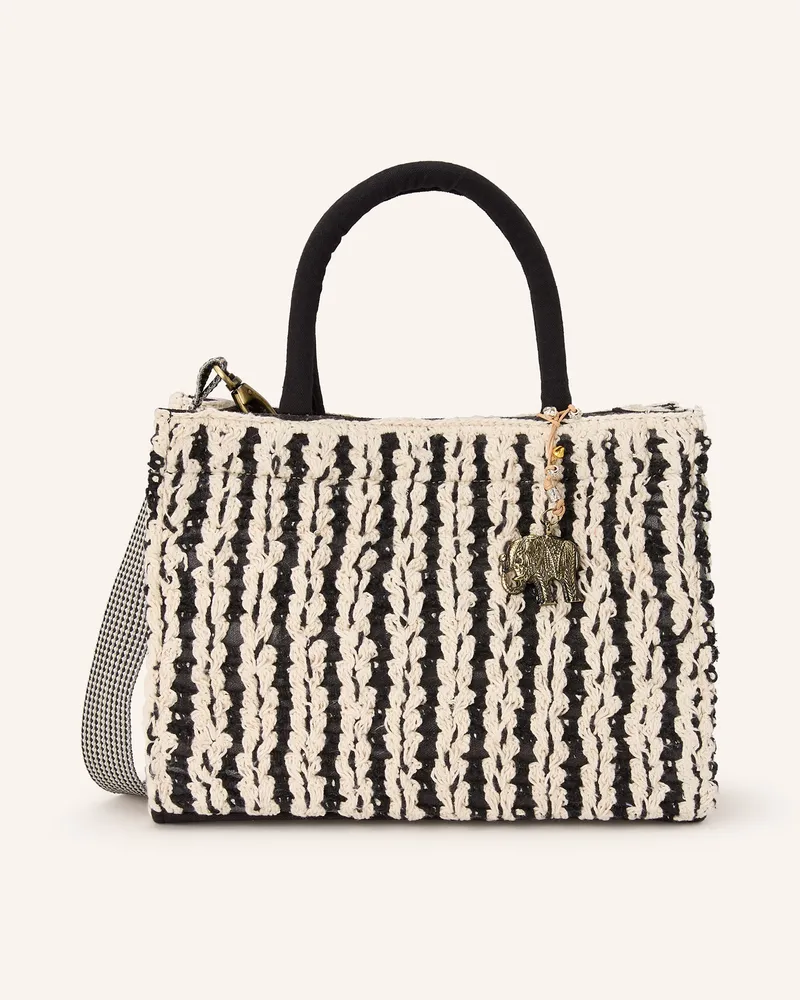 ANOKHI Handtasche Book Medium schwarz Creme