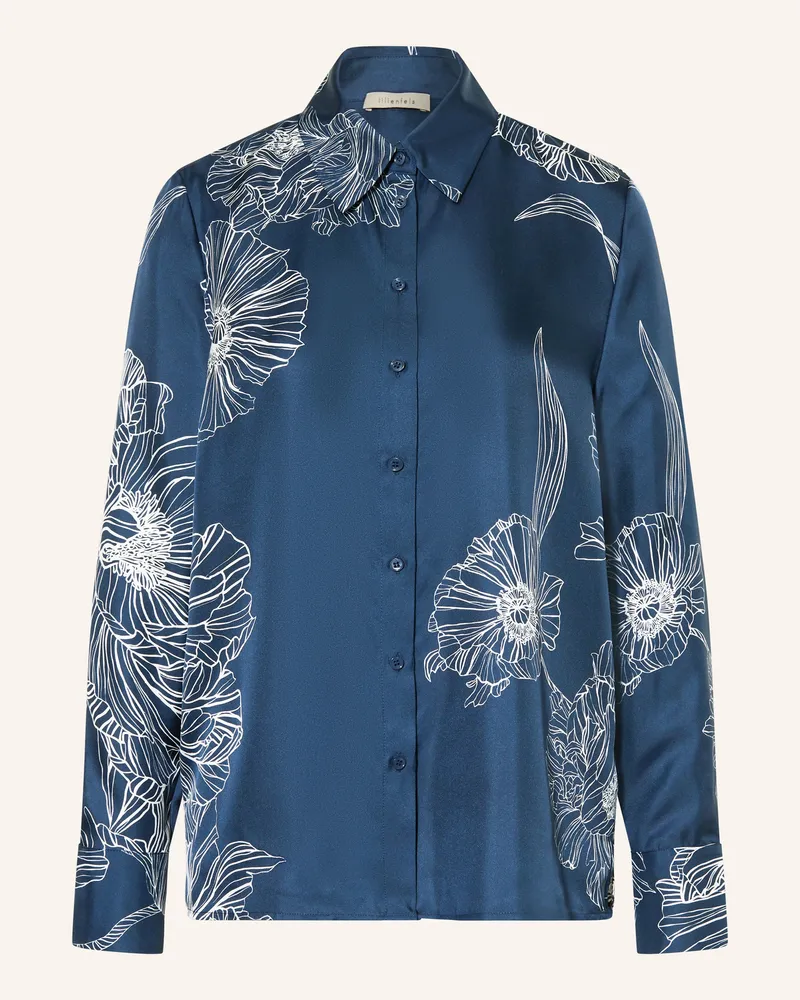 lilienfels Hemdbluse Aus Seide blau Dunkelblau