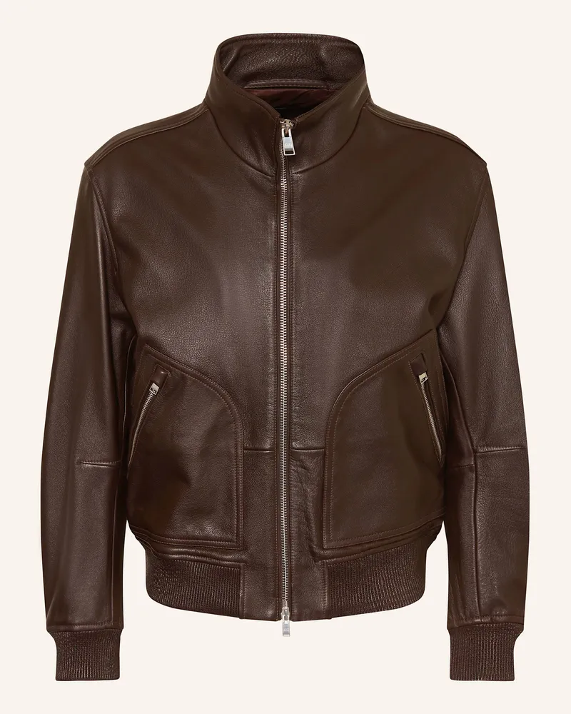 HUGO BOSS Lederjacke MANDER Dunkelbraun