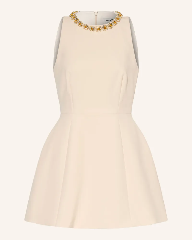 Sandro Kleid Mit Schmucksteinen gelb Creme