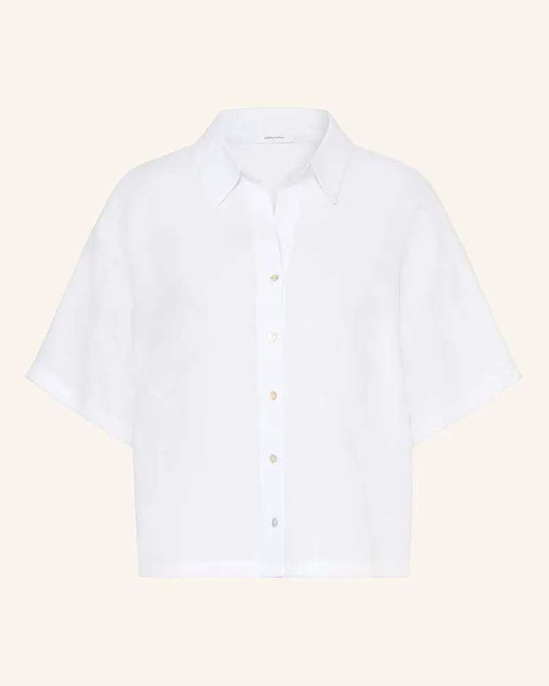 Darling Harbour Hemdbluse im Materialmix mit Leinen White