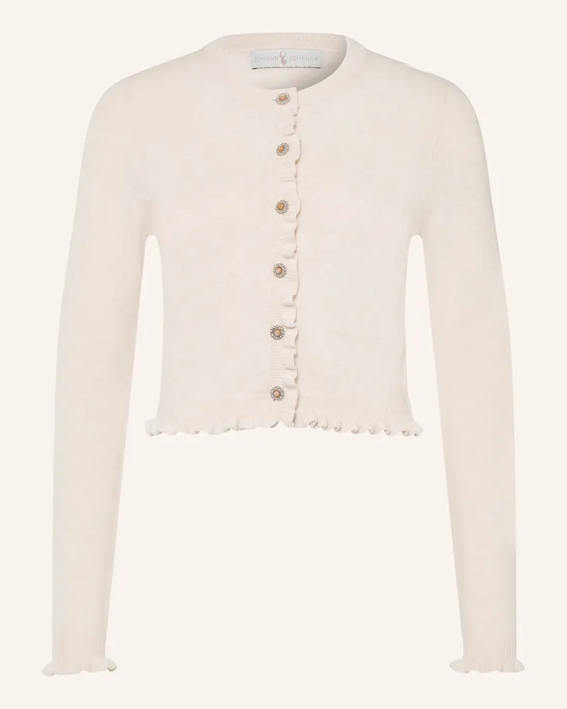 Johann & Johanna Strickjacke Mit Rüschen weiss Creme