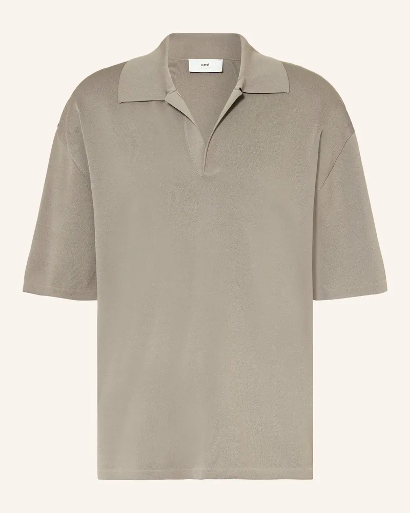 AMI Paris Strick-Poloshirt Grau