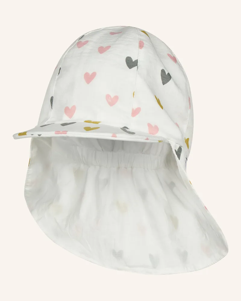 Sterntaler Schirmmütze Mit Nackenschutz Herzen weiss Weiss