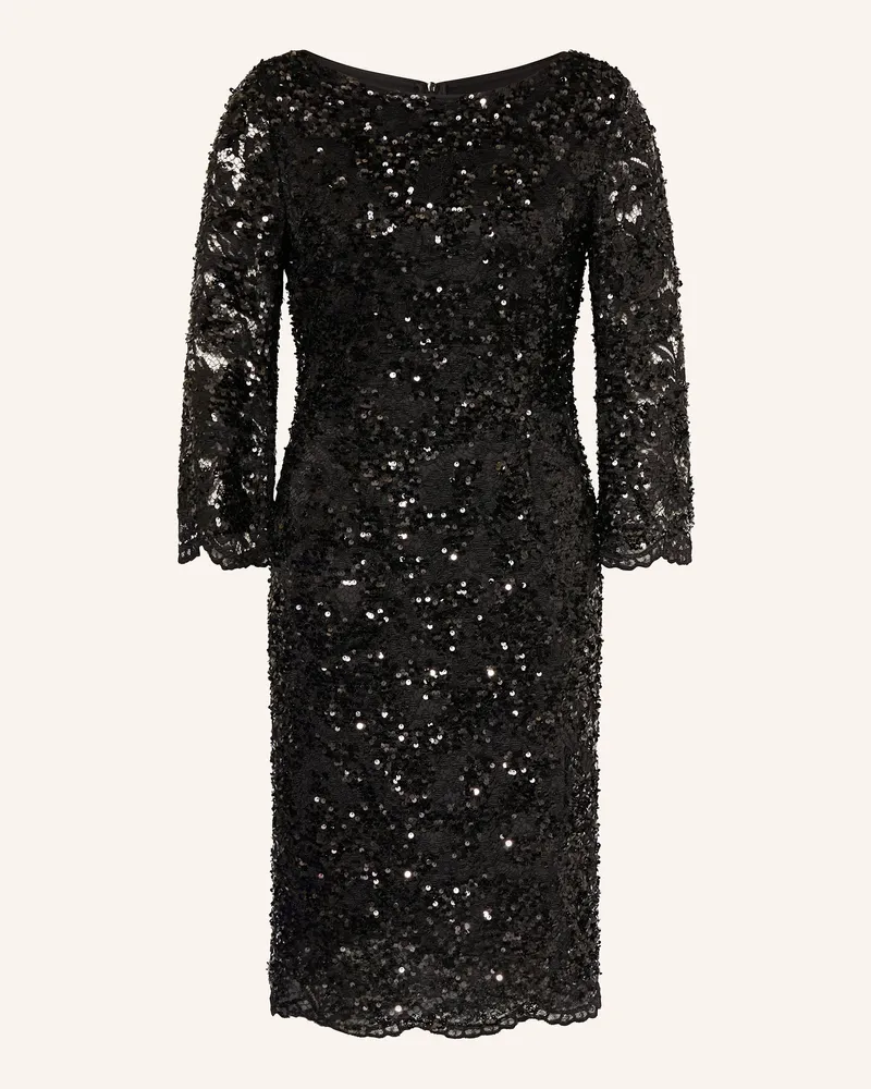 Marc Cain Spitzenkleid mit 3/4-Arm und Pailletten Schwarz