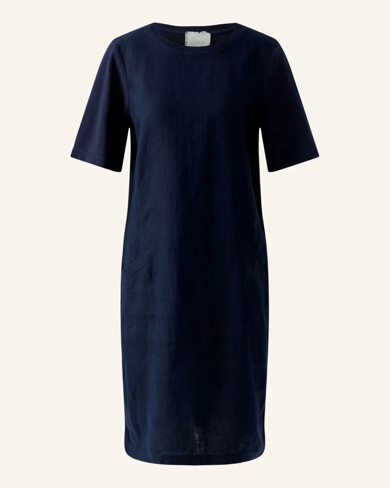 Oui  Kleid Im Materialmix Mit Leinen blau Blau