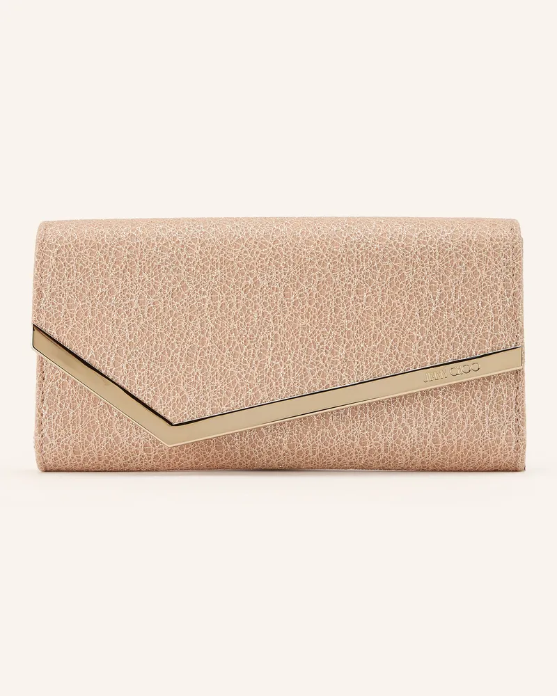 Jimmy Choo Clutch Emmie Mit Glitzergarn rosa Beige
