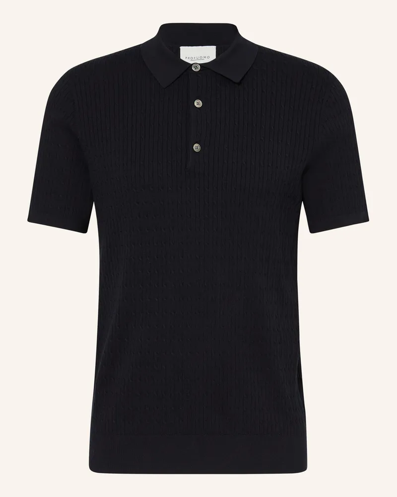 Profuomo Strick-Poloshirt Dunkelblau