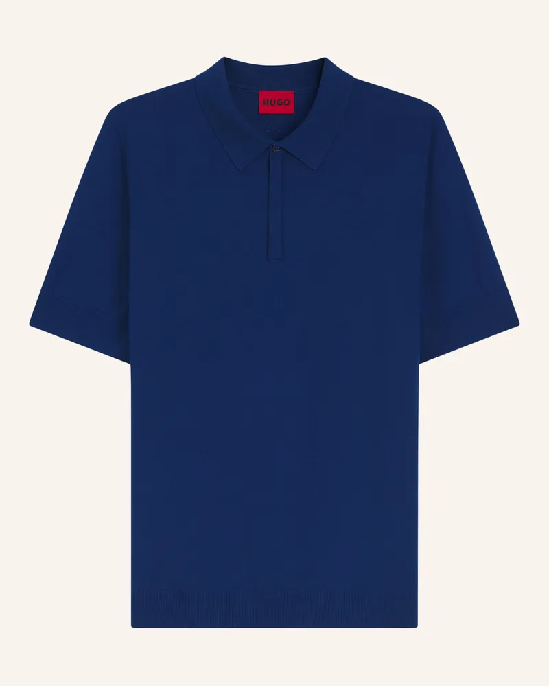 HUGO BOSS Strick-Poloshirt San Peter blau Blau