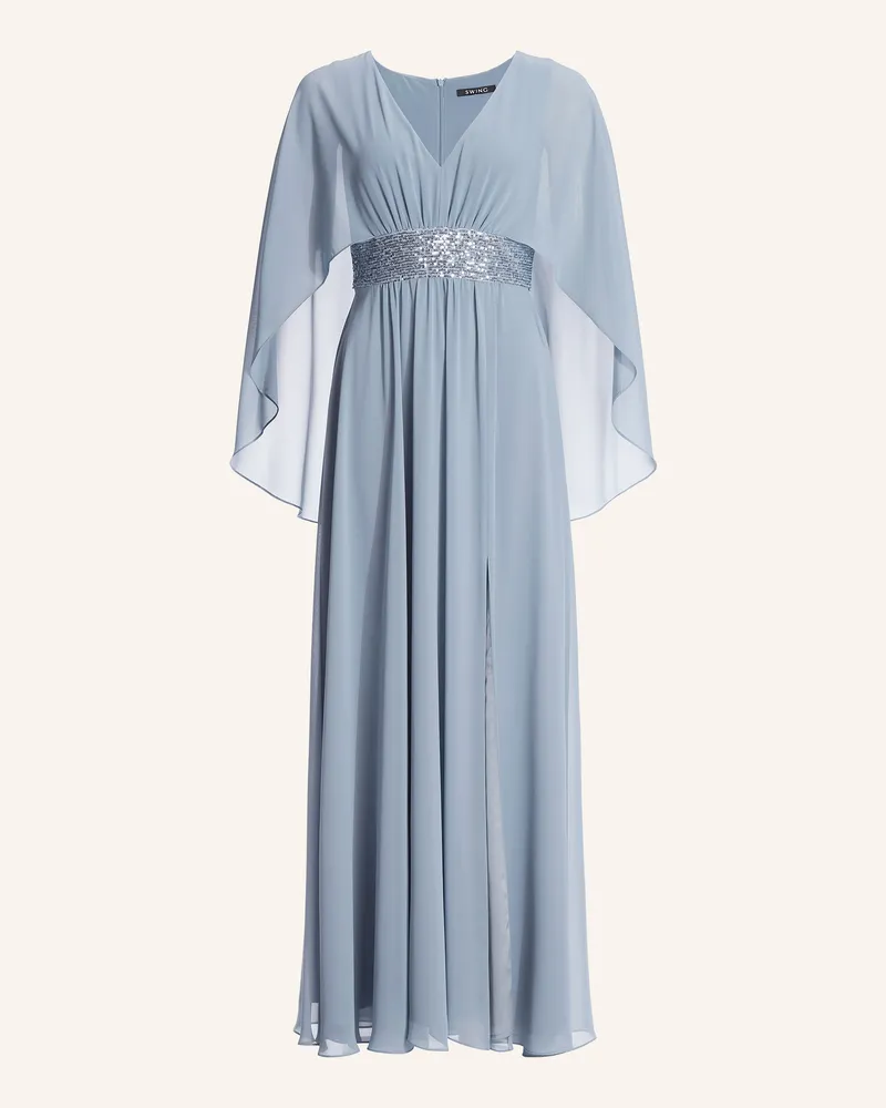 Swing Abendkleid Mit Pailletten blau Blaugrau