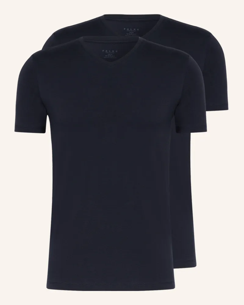 Falke 2er-Pack V-Shirts Daily Comfort blau Dunkelblau