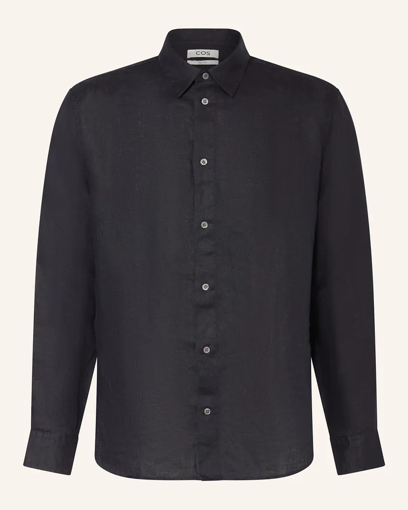 COS Leinenhemd Relaxed Fit blau Dunkelblau