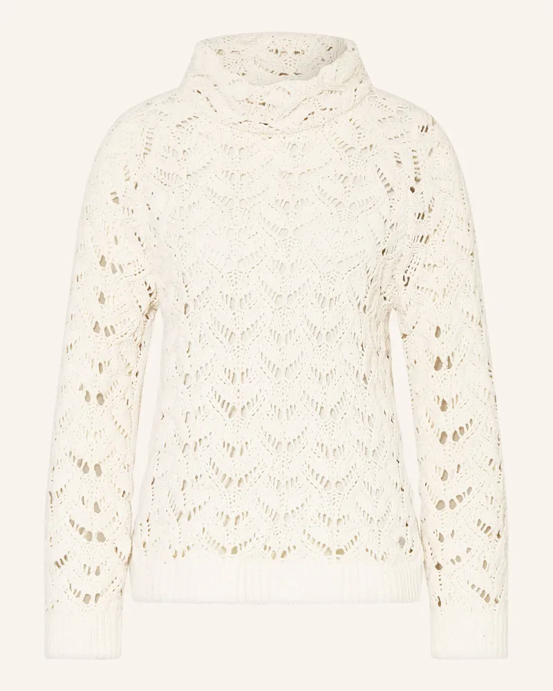 monari Pullover Mit Glitzergarn Und Pailletten weiss Creme