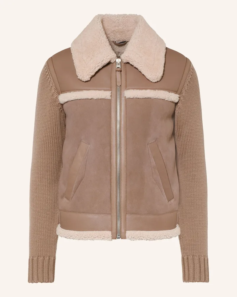Mackage Lederjacke Torrian Im Materialmix beige Taupe