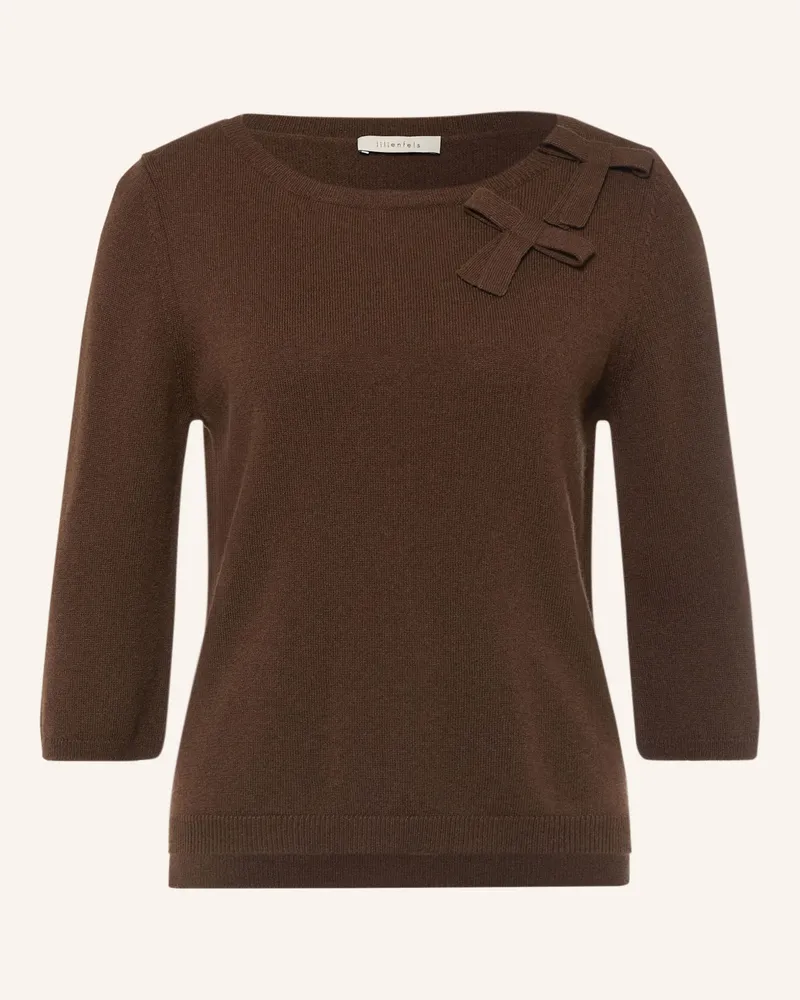 lilienfels Pullover Mit 3/4-Arm Und Cashmere braun Dunkelbraun