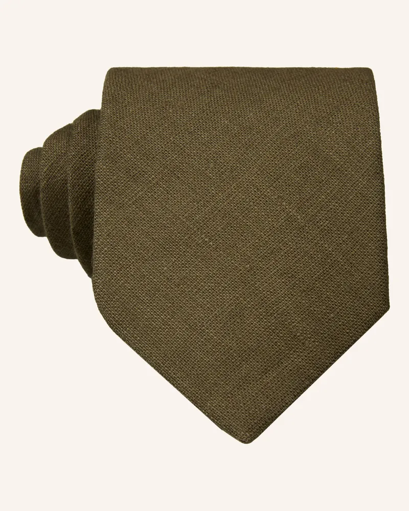Blick Krawatte ALBERT aus Leinen Oliv