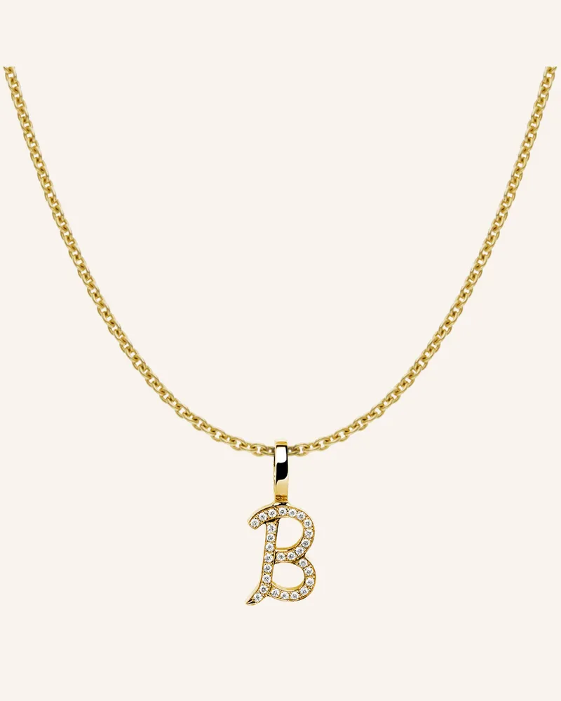 CADA Kette TINY DIAMOND LETTER B Gold