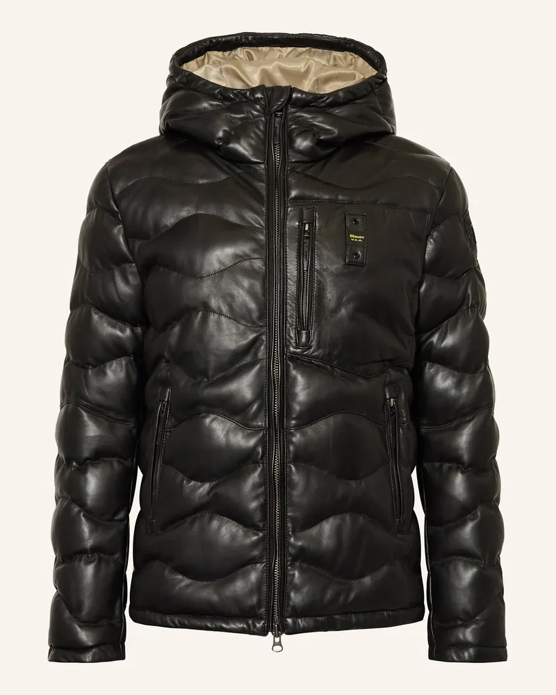 Blauer Lederjacke Drohan schwarz Schwarz