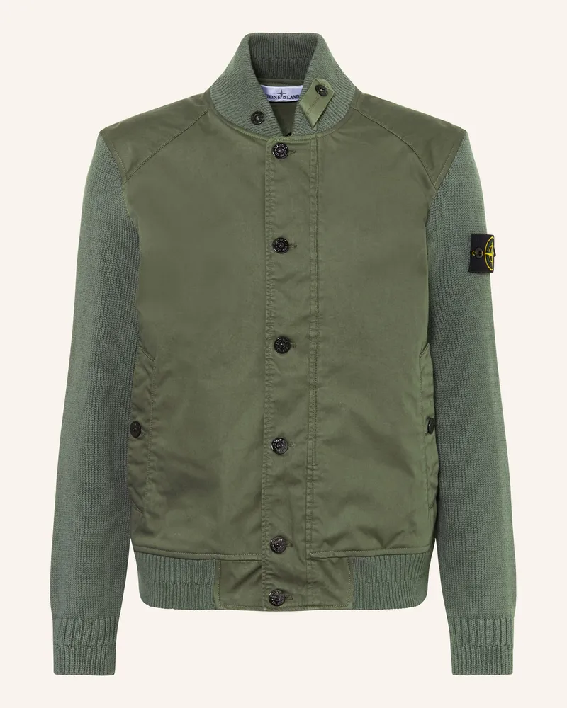 Stone Island Blouson im Materialmix Dunkelgrün