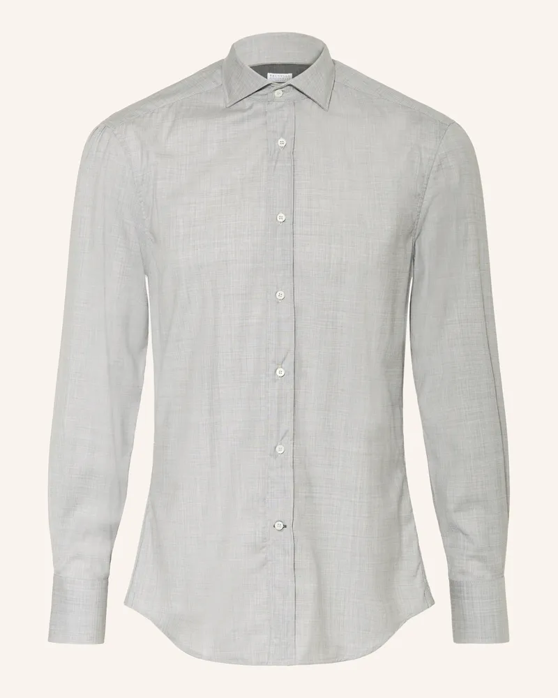 Brunello Cucinelli Hemd Slim Fit Grau