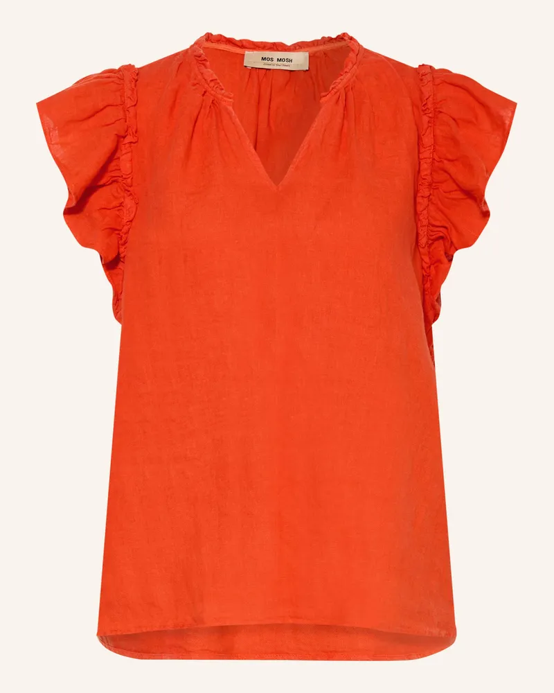 Mos Mosh Blusenshirt Mmtea Aus Leinen Mit Rüschen orange Orange