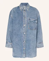 Y.A.S Jeans-Overshirt mit 3/4-Arm und Schmucksteinen Blau