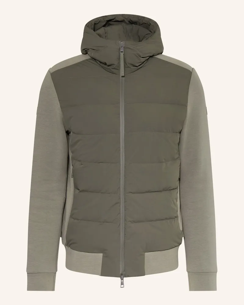 DUNO Daunenjacke im Materialmix Khaki
